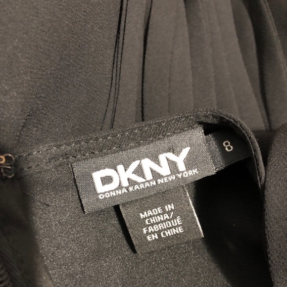 DKNY Fringe Shift Dress Black Crepe Long Sleeve 8 - Picture 8 of 11